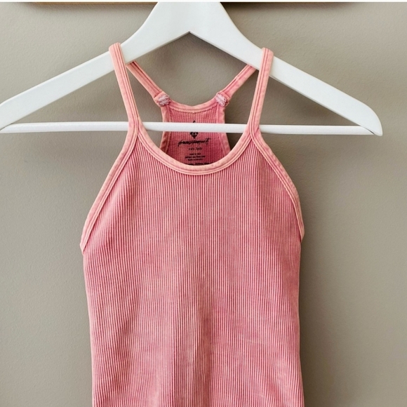 Free People Tops - NWOT Free People Happiness Runs Ribbed Bodysuit Pink Sz XS/S